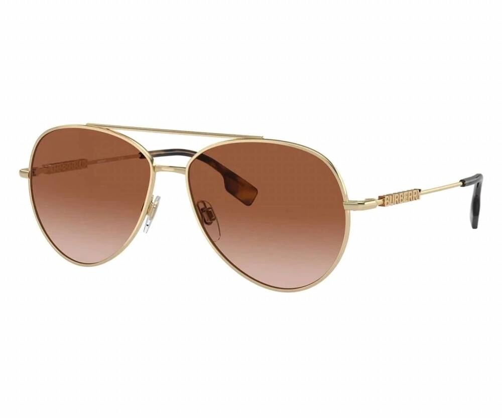 NEW BURBERRY women's aviator sunglasses in light gold - gradient brown